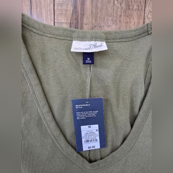 Universal Thread Olive Green Ribbed Tank Top, M - Picture 2 of 2